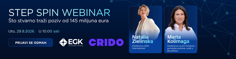 STEP SPIN webinar 29.9.2026. u 10h — Natalia Zielinska (EGK International) i Marta Kolimaga (CRIDO) govore o pozivu od 145 milijuna eura